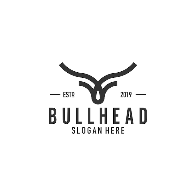 Bull head line art logo design