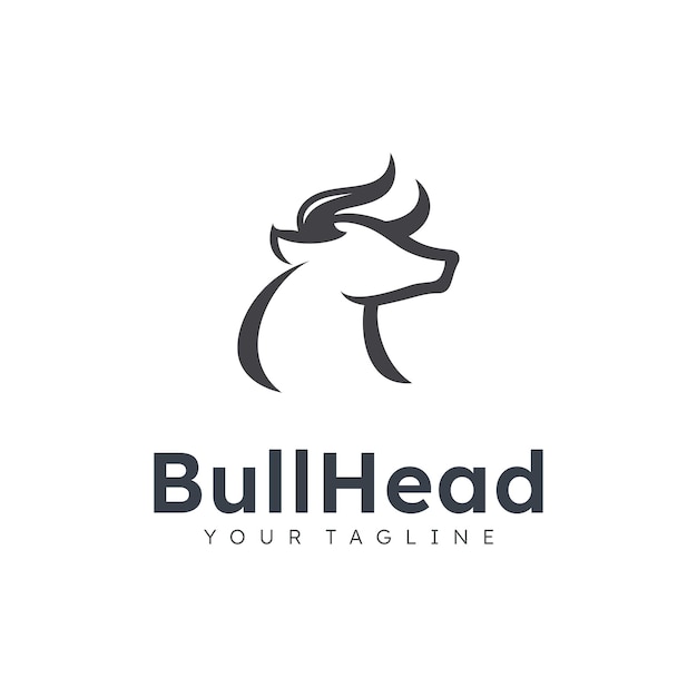 Bull head logo Abstract bull head with horns icon