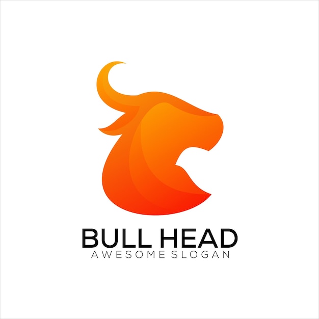 Vector bull head logo design gradient colorful