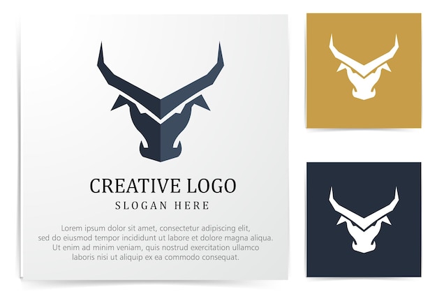 Bull head logo icon illustration Premium Vector