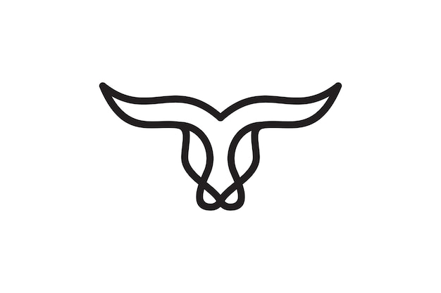 Bull head logo vector line art style design concept