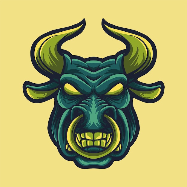 Bull Head mascot amazing illustration for your branding business