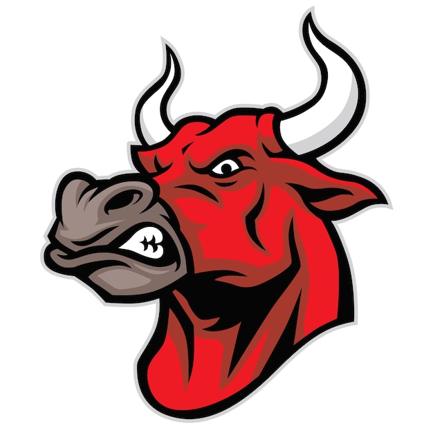 bull head mascot in tough face