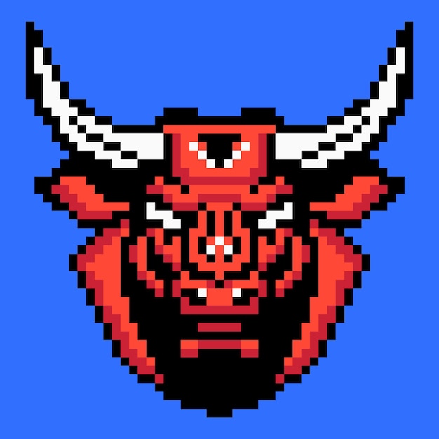 Bull Head Pixel Art Style Design