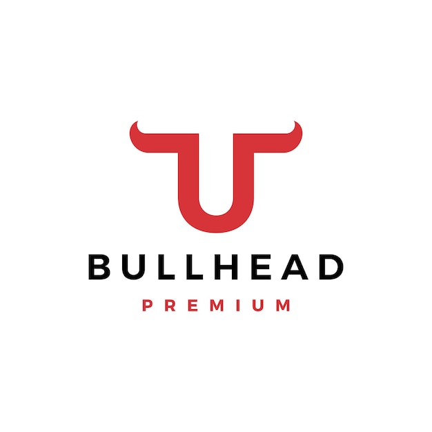 Bull head U letter T horn logo template vector icon