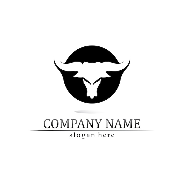 Bull horn and buffalo logo and symbols template icons app