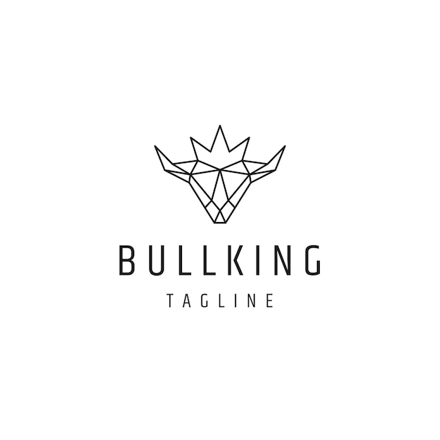 Bull king line logo icon design template flat vector