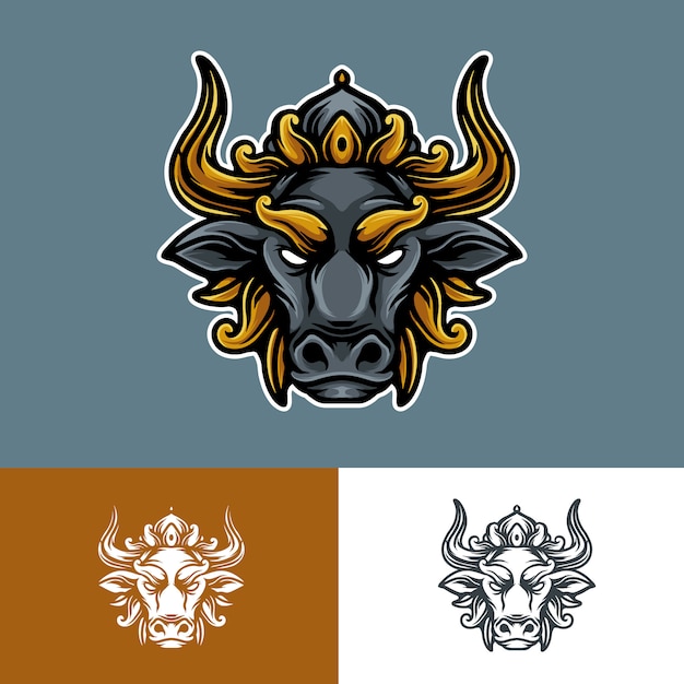 bull king mascot logo illustration