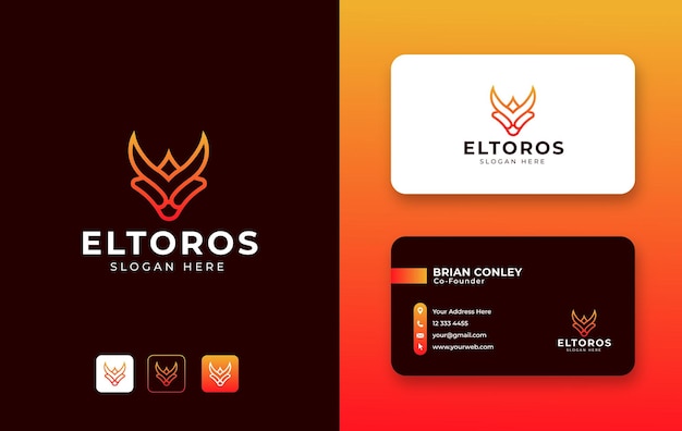 Bull logo design with Business card Vector template