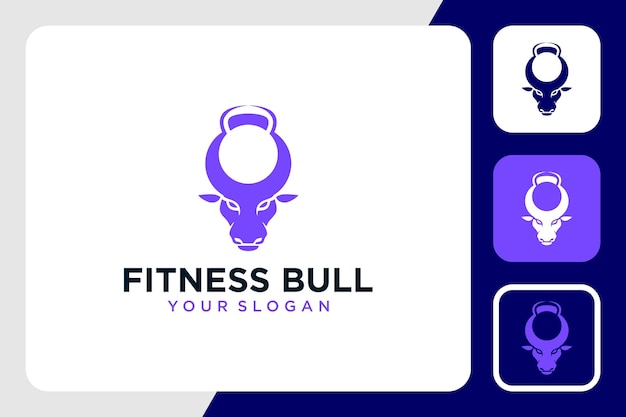 bull logo design with fitness or dumbbell