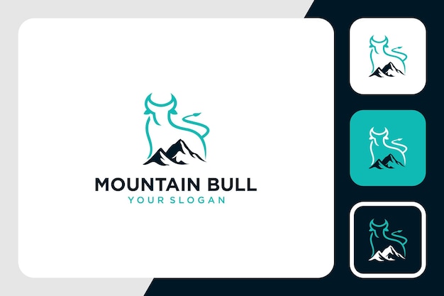 bull logo design with mountain inspiration