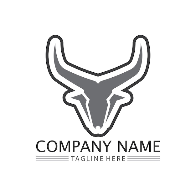 Bull logo and horn symbols cow vector template icons app