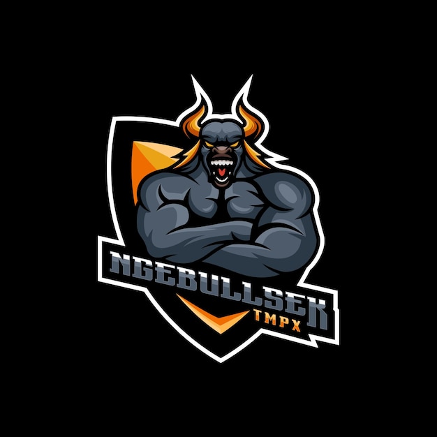 bull logo with muscle in vector