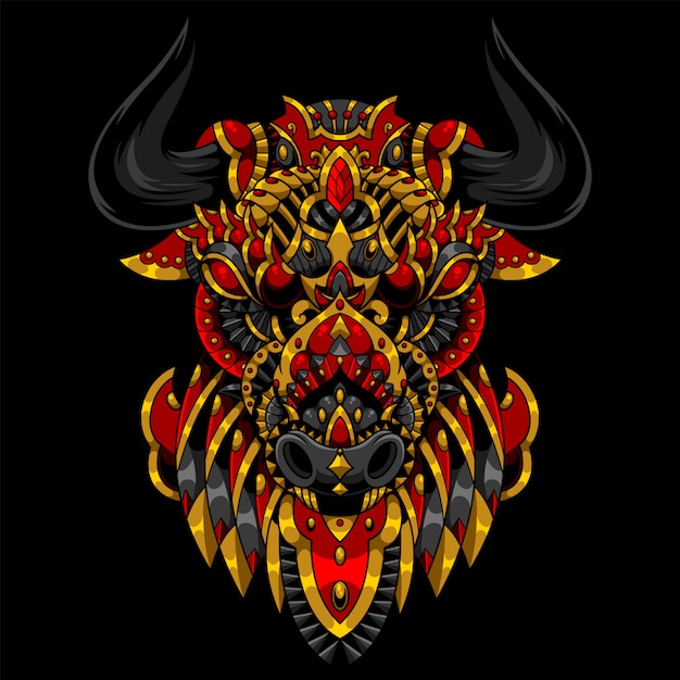 Bull Mandala Zentangle Illustration and Tshirt design