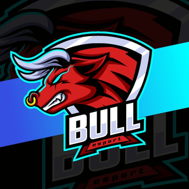 Vector bull mascot esport logo design