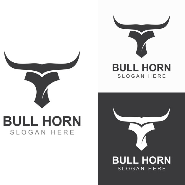 Bull's head horn logo Using a vector illustration template design concept