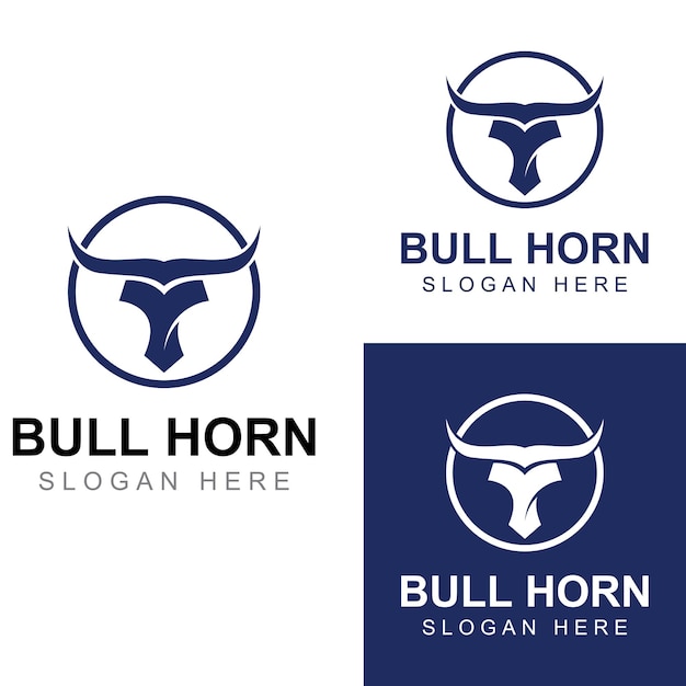 Bull's head horn logo Using a vector illustration template design concept