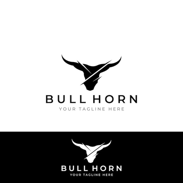 Bull's head horn logo Using a vector illustration template design concept