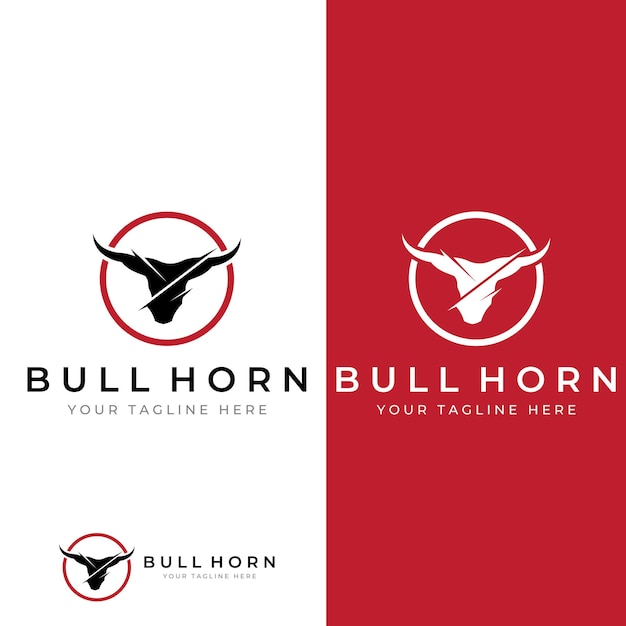 Bull's head horn logo Using a vector illustration template design concept