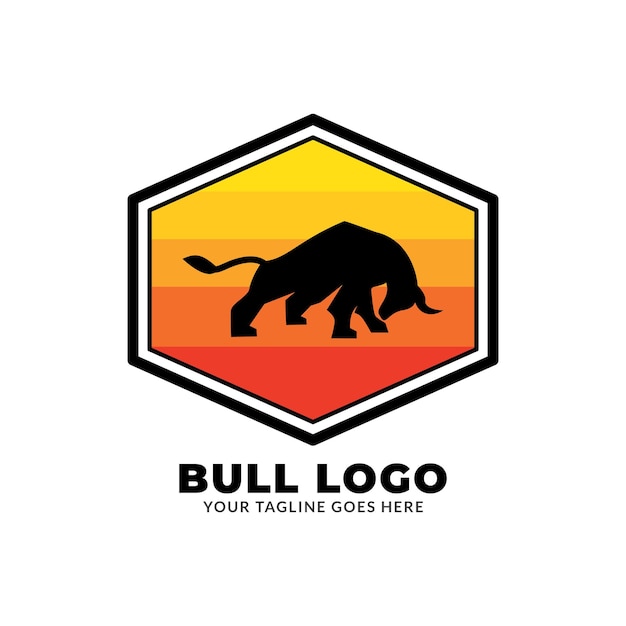 bull sun logo design buffalo animal logo mascot