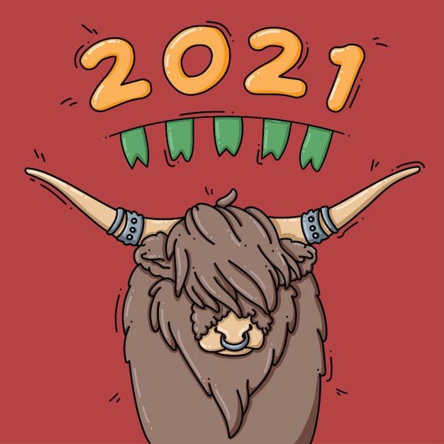 bull symbol of the 2021 new year