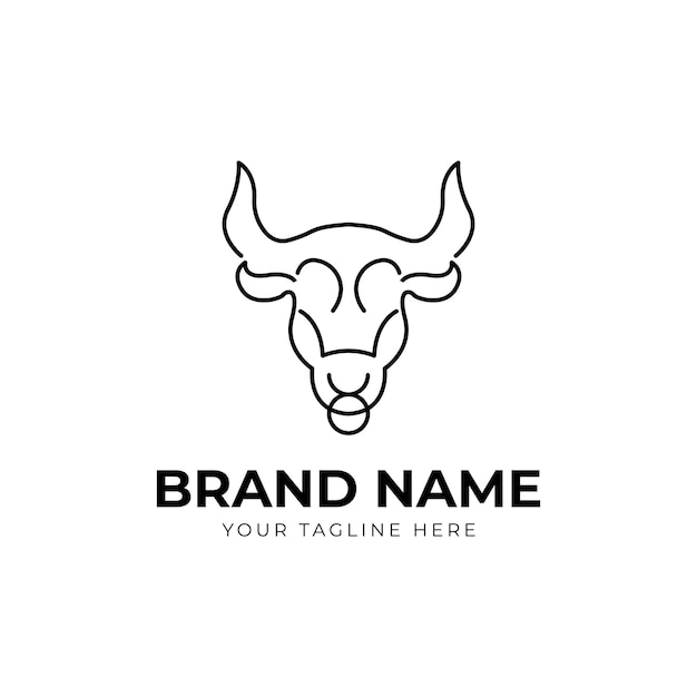 Bull taurus vector logo Linear cow steak creative logotype