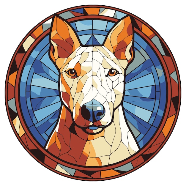 Bull Terrier Dog Breed Watercolor Stained Glass Colorful Painting Vector Graphic Illustration