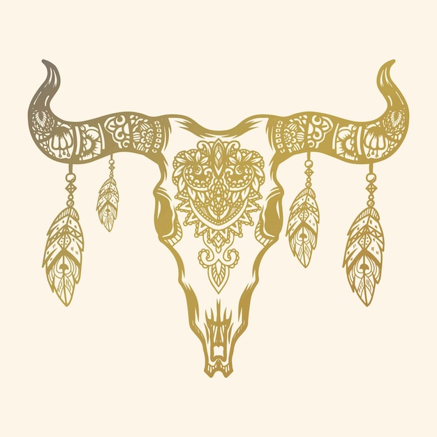 Bull Vintage Hand Drawn Boho