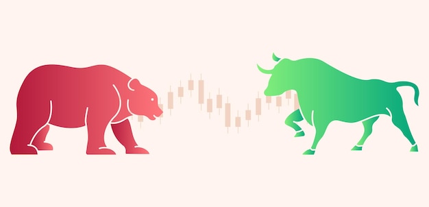 Bull vs bear fight in crypto currency or stock market, Business investment and trading