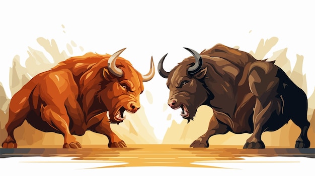 Vector bull vs bear fight in stock market volatile wall street