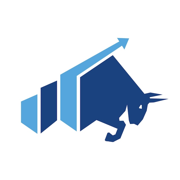 Bull with chart bar logo design. Finance vector logo design.