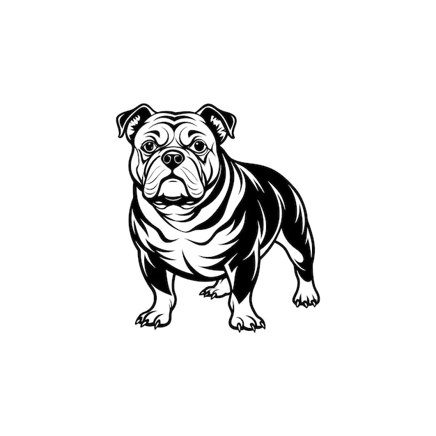 Bulldog black silhouette and vector bulldog icon illustration