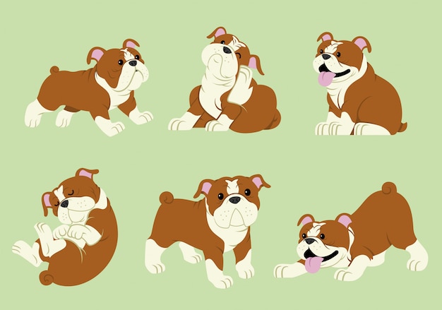 Bulldog cartoon set