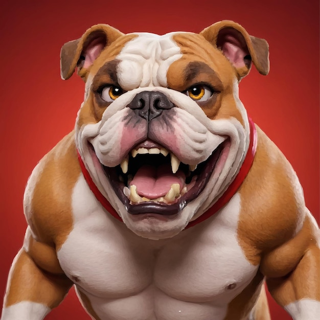 Vector bulldog character design illustration dark background