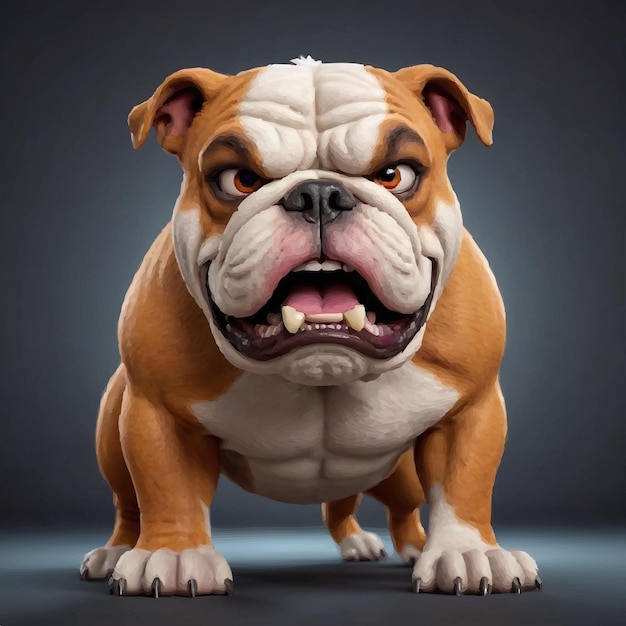 Bulldog character design illustration dark background