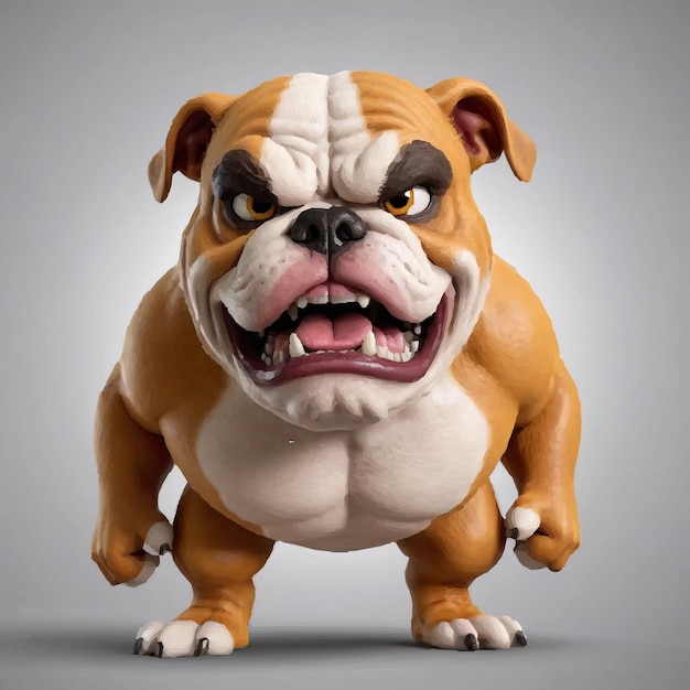 Vector bulldog character design illustration dark background