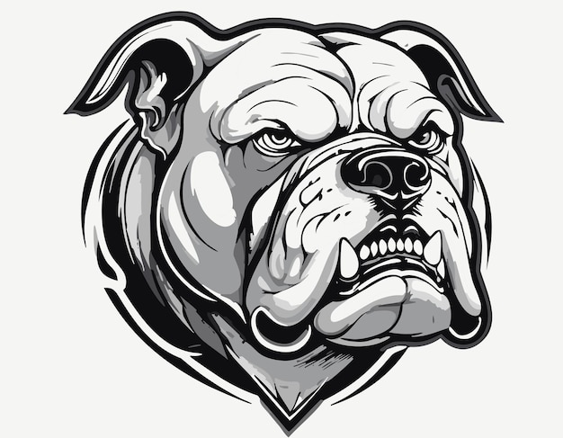 Vector bulldog dog head logo sketch style animal face tattoo portrait print wild mammal fur