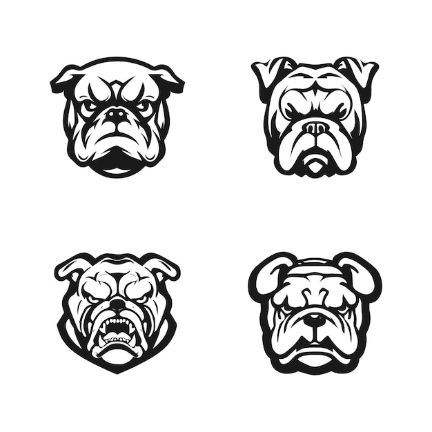 Vector bulldog dog silhouette vector set