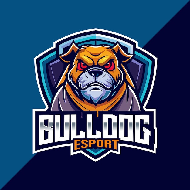 Vector bulldog esport mascot logo design with shield