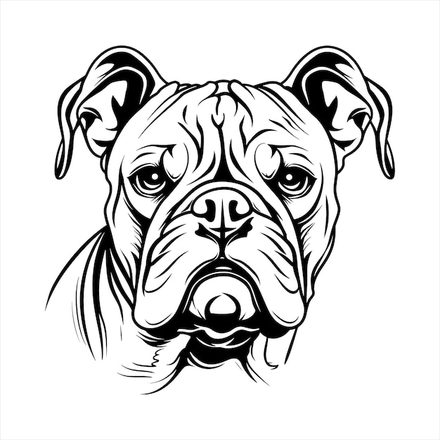 Vector bulldog face silhouette vector art illustration