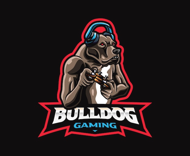 Bulldog gamer mascot logo design