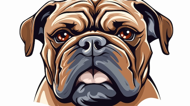 Vector bulldog head illustration on white background