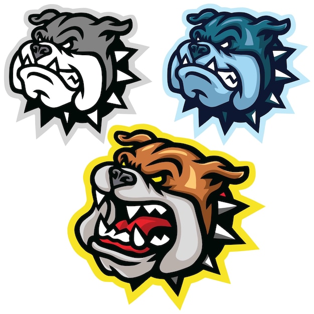 Bulldog Head Mascot Logo Design Set Icon Vector Collection