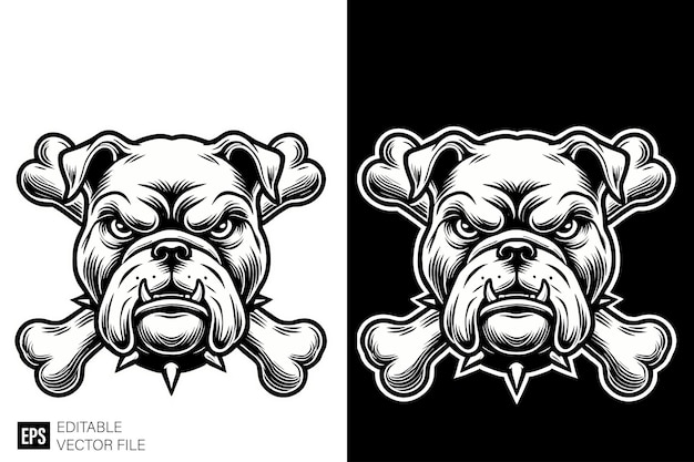 Vector bulldog illustration vector dark art style vector design black and white illustration