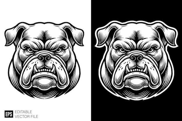 Vector bulldog illustration vector dark art style vector design black and white illustration