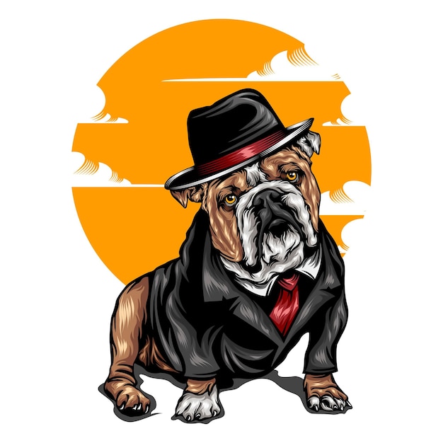 bulldog illustration with solid color