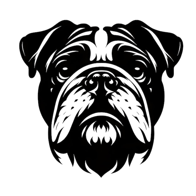 Bulldog lap dog breed face head isolated pet animal