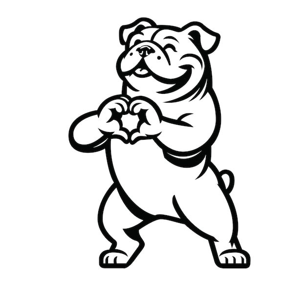 Bulldog Loving Heart illustration vector