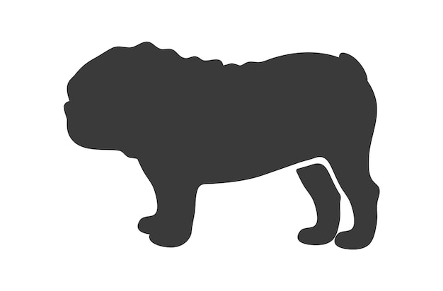 Bulldog silhouette. Small playful dog, shape vector icon isolated on white background