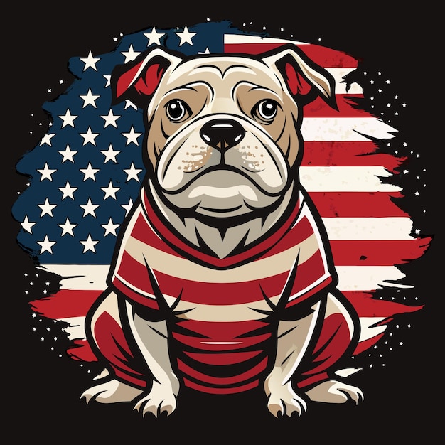 Vector bulldog t shirt design with usa flag artwork